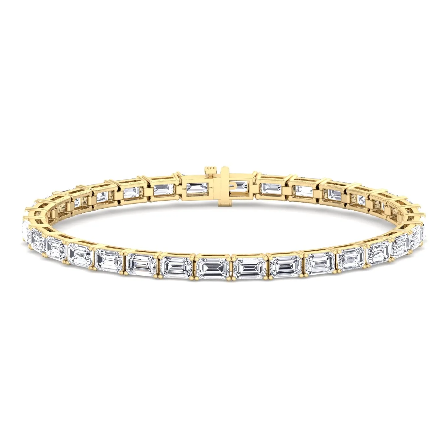 10.50CT T.W East To West Emerald Cut Natural Diamond Tennis Bracelet