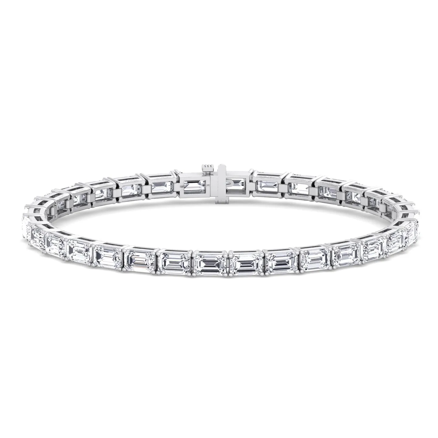 10.50CT T.W East To West Emerald Cut Natural Diamond Tennis Bracelet