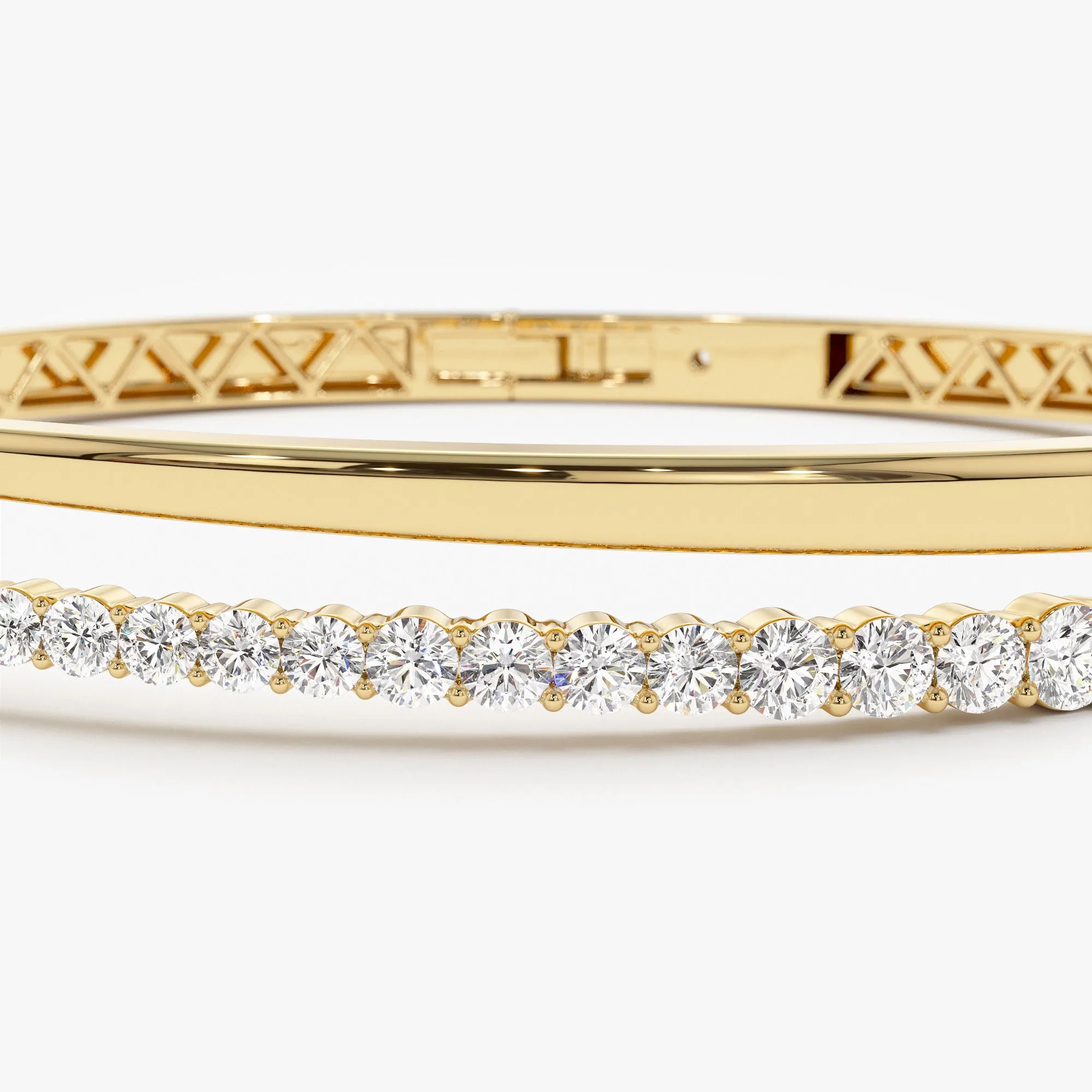 14K Cross Over Graduating Diamond Bangle