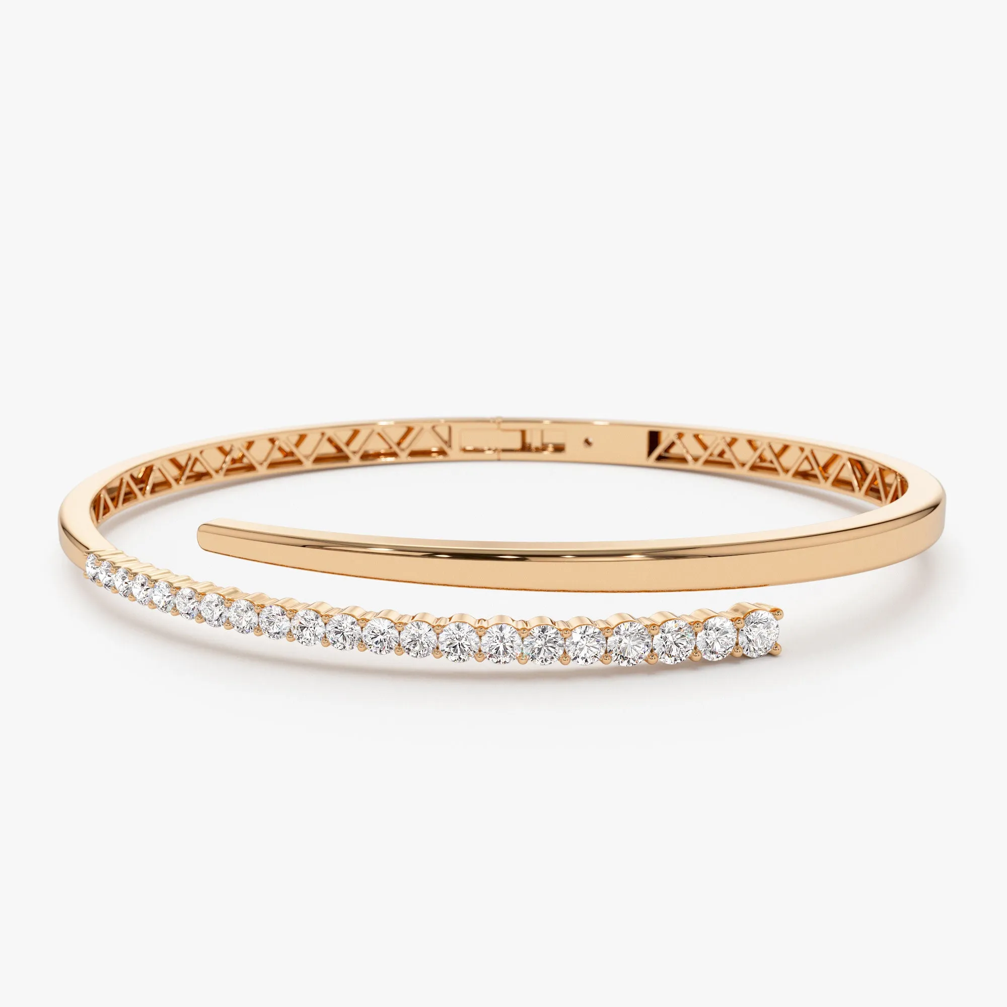 14K Cross Over Graduating Diamond Bangle