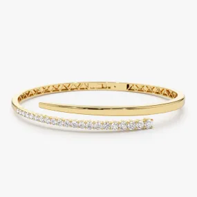 14K Cross Over Graduating Diamond Bangle