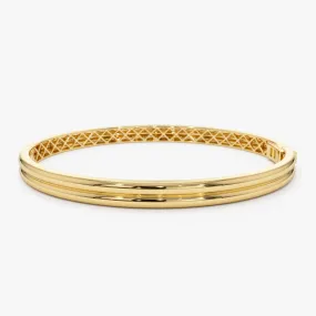 14k Double Row Dome Gold Bangle Bracelet