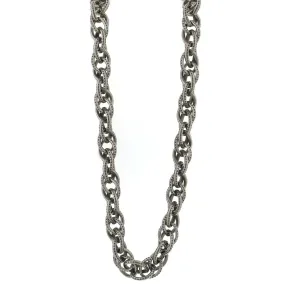 1928 Jewelry Silver Oval Textured Linking Chain Necklace 30"