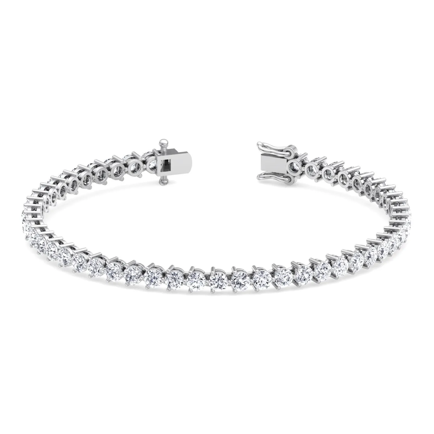 3-Prong Natural Diamond Tennis Bracelet - Martini Style 14K Solid Gold