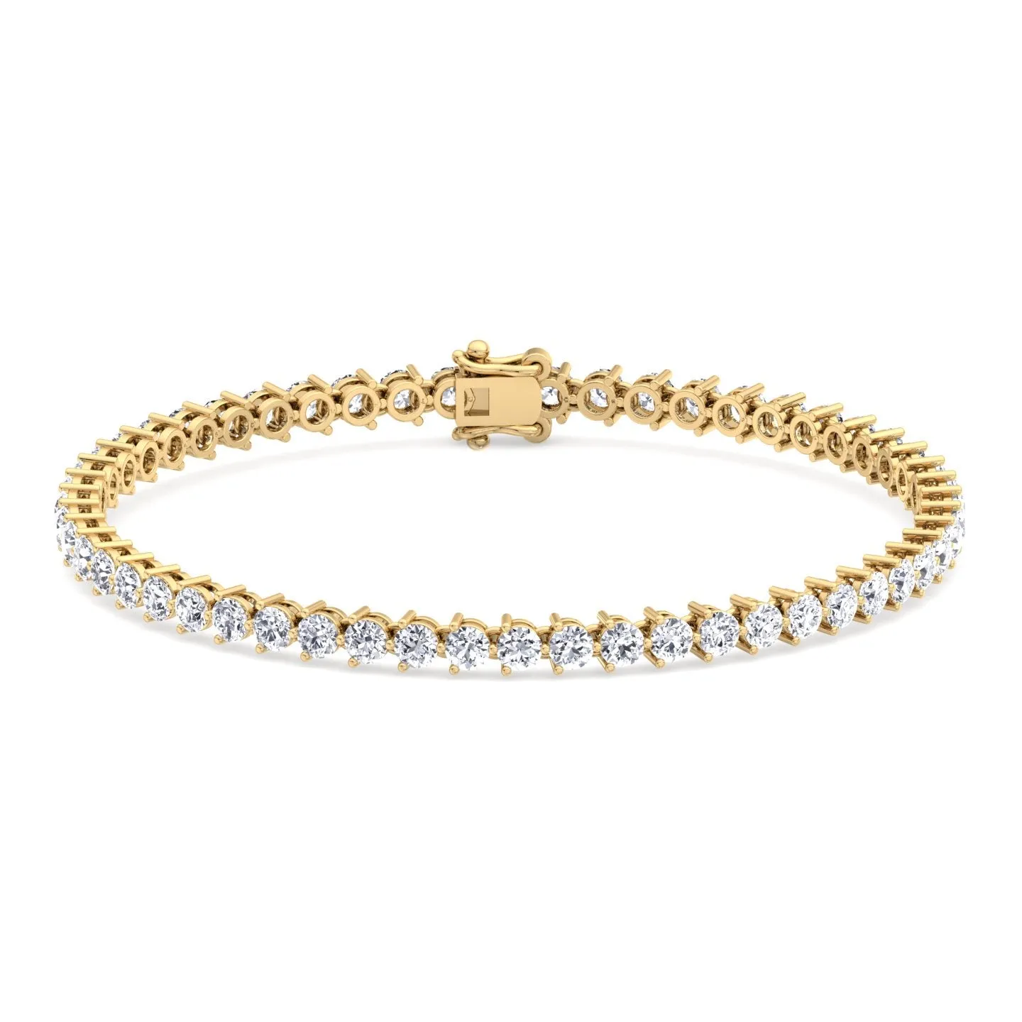 3-Prong Natural Diamond Tennis Bracelet - Martini Style 14K Solid Gold