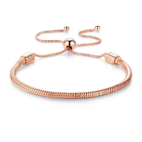 Adjustable Snake Chain Rose Gold over Bead Charm Bracelet