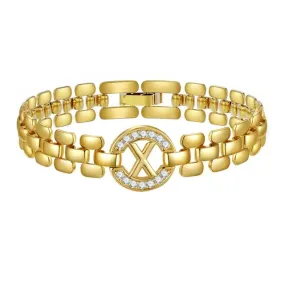 Apsvo X Letter Bracelet Gold Initial Bracelet Cubic