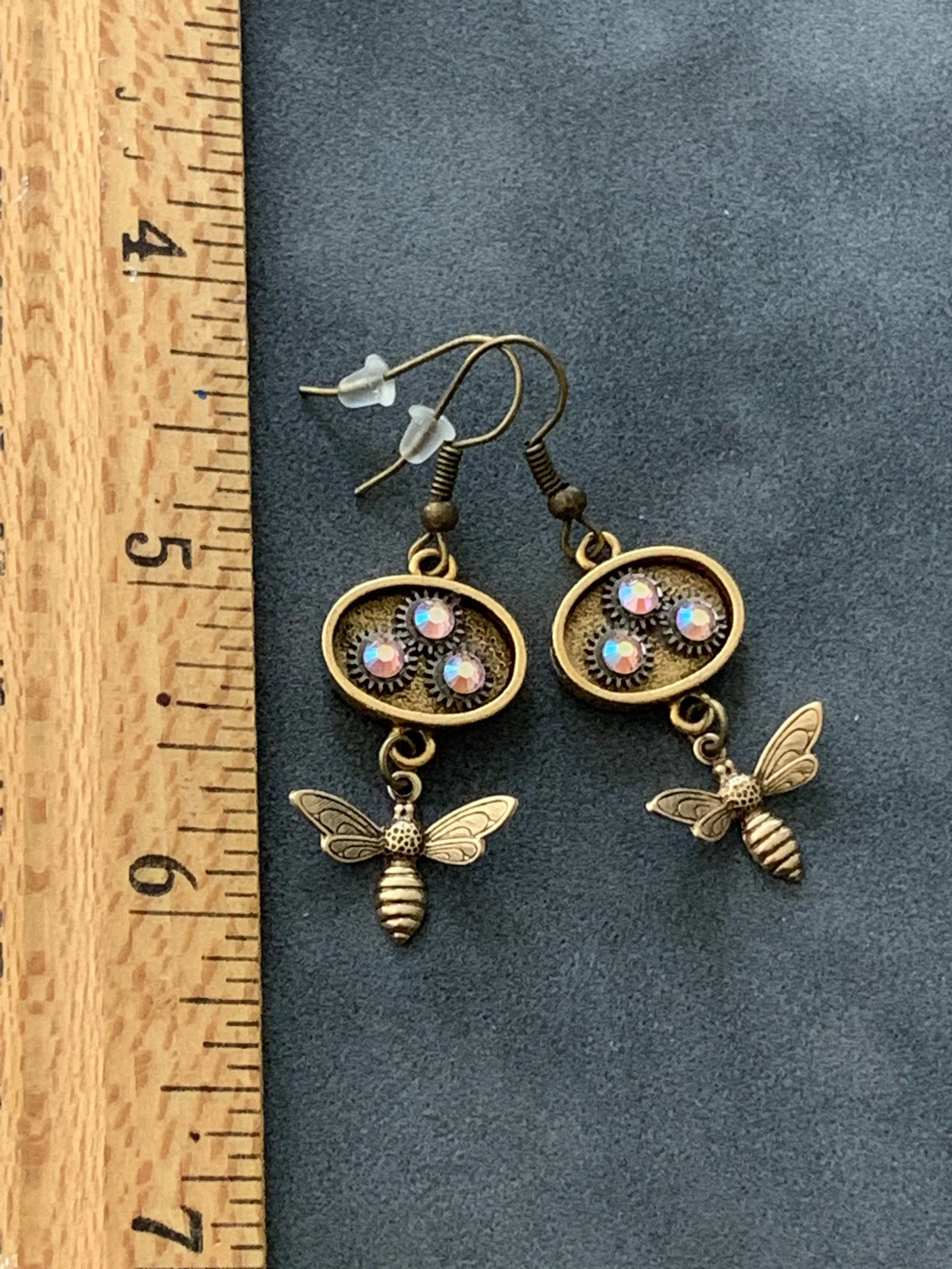 Bee lovers elegant Steampunk earrings drop earrings Gift for nature lover - birthday gift  unique one of a kind with Swarovski crystals