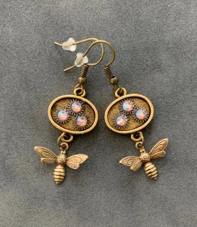 Bee lovers elegant Steampunk earrings drop earrings Gift for nature lover - birthday gift  unique one of a kind with Swarovski crystals