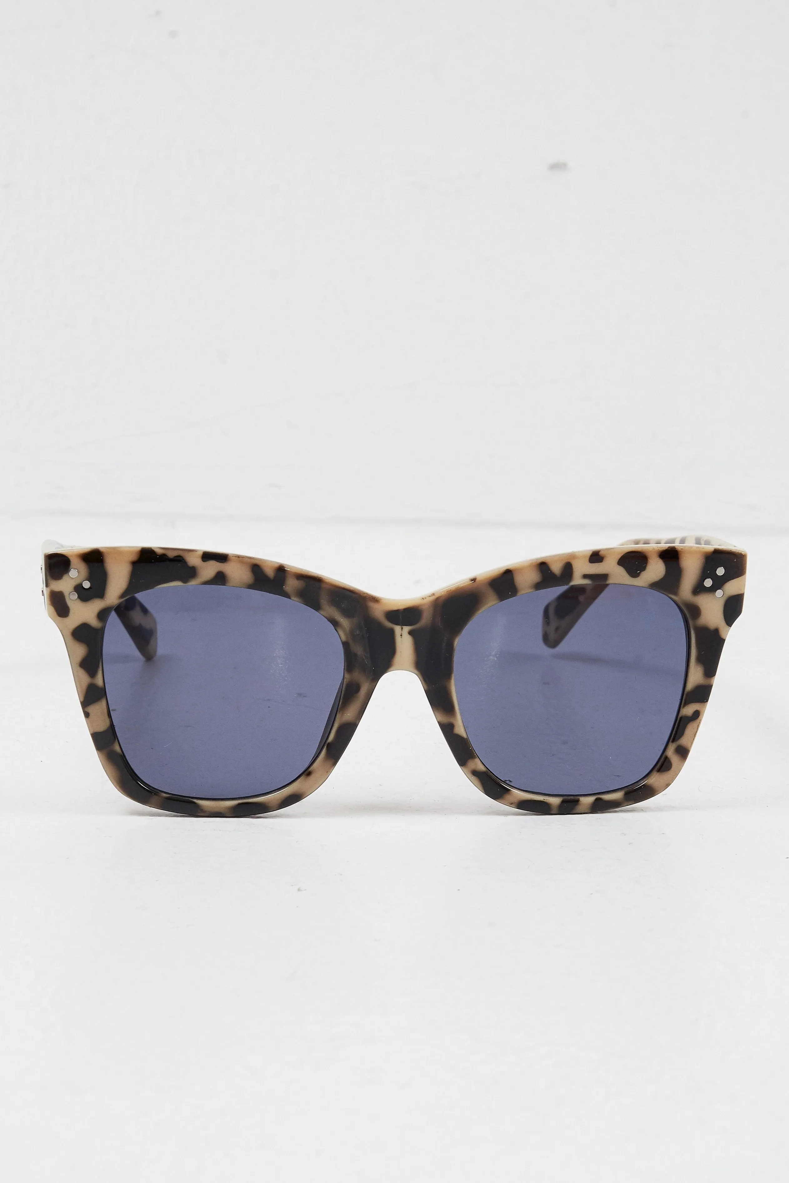 Beige Leopard Square Frame Oversized Sunglasses - Leyli