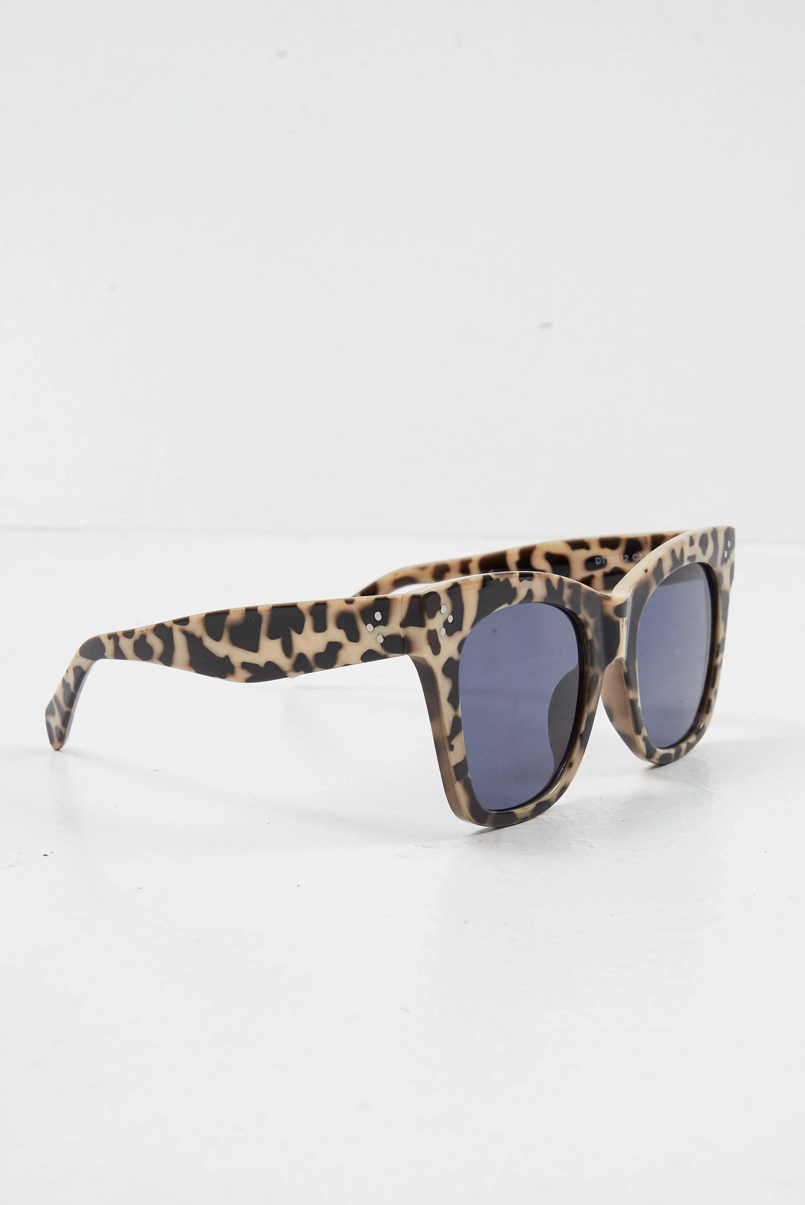 Beige Leopard Square Frame Oversized Sunglasses - Leyli