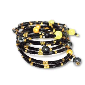 Black and Gold With Hematite Wrap Around Women's Bracelets