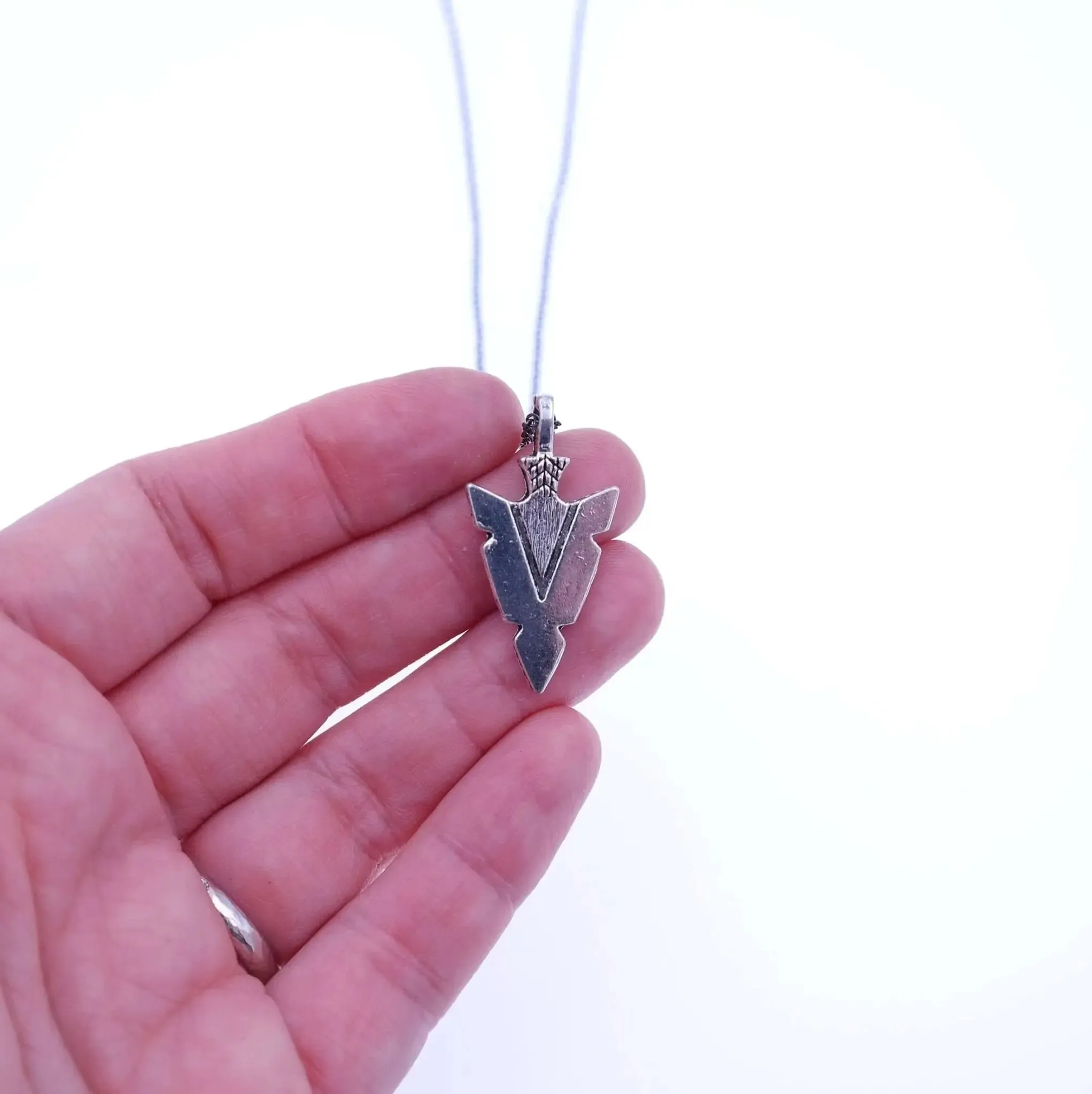 Boho Silver Arrowhead Charm Necklace