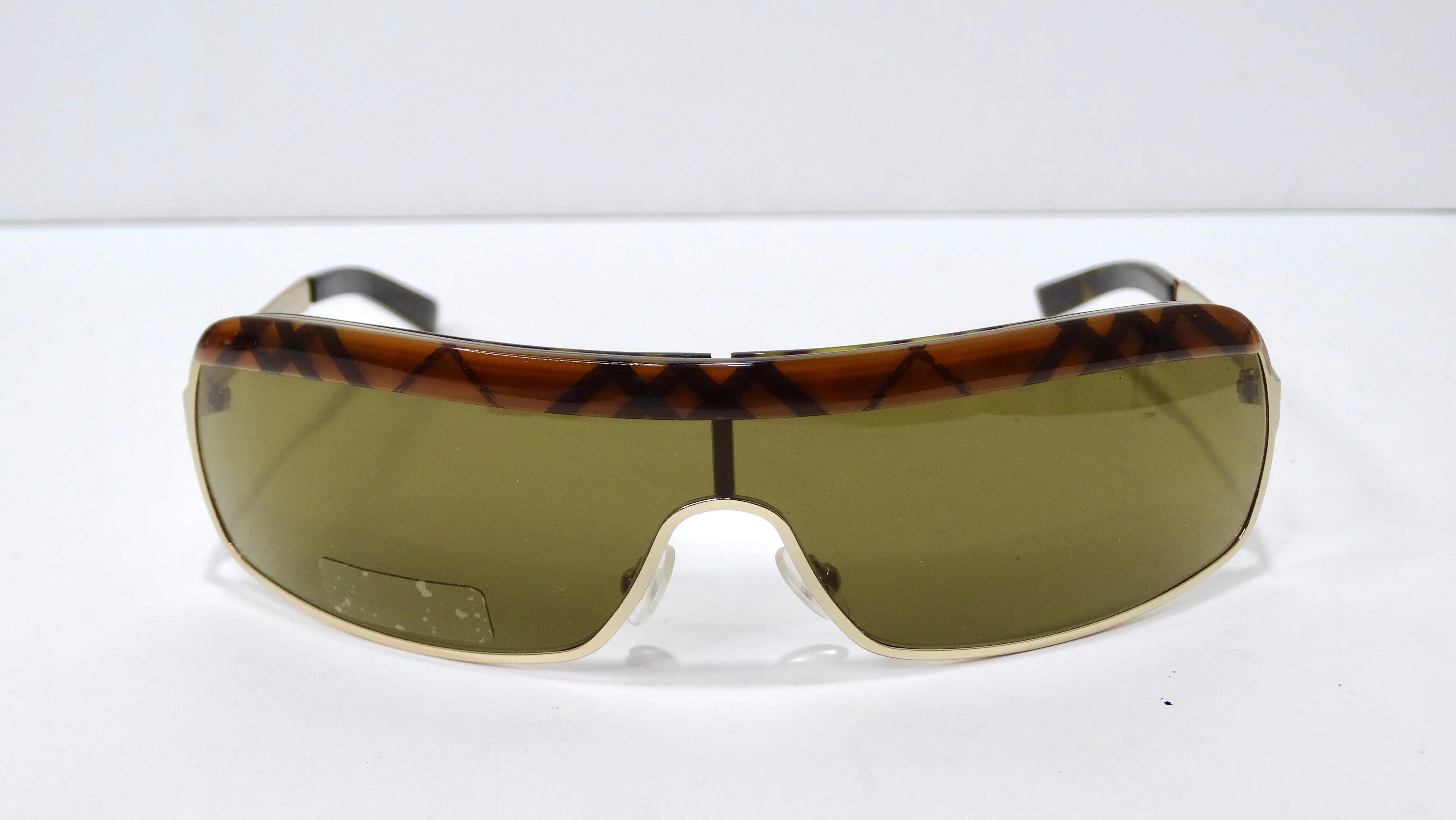 Burberry 1990's Patterned Shield Sunglasses