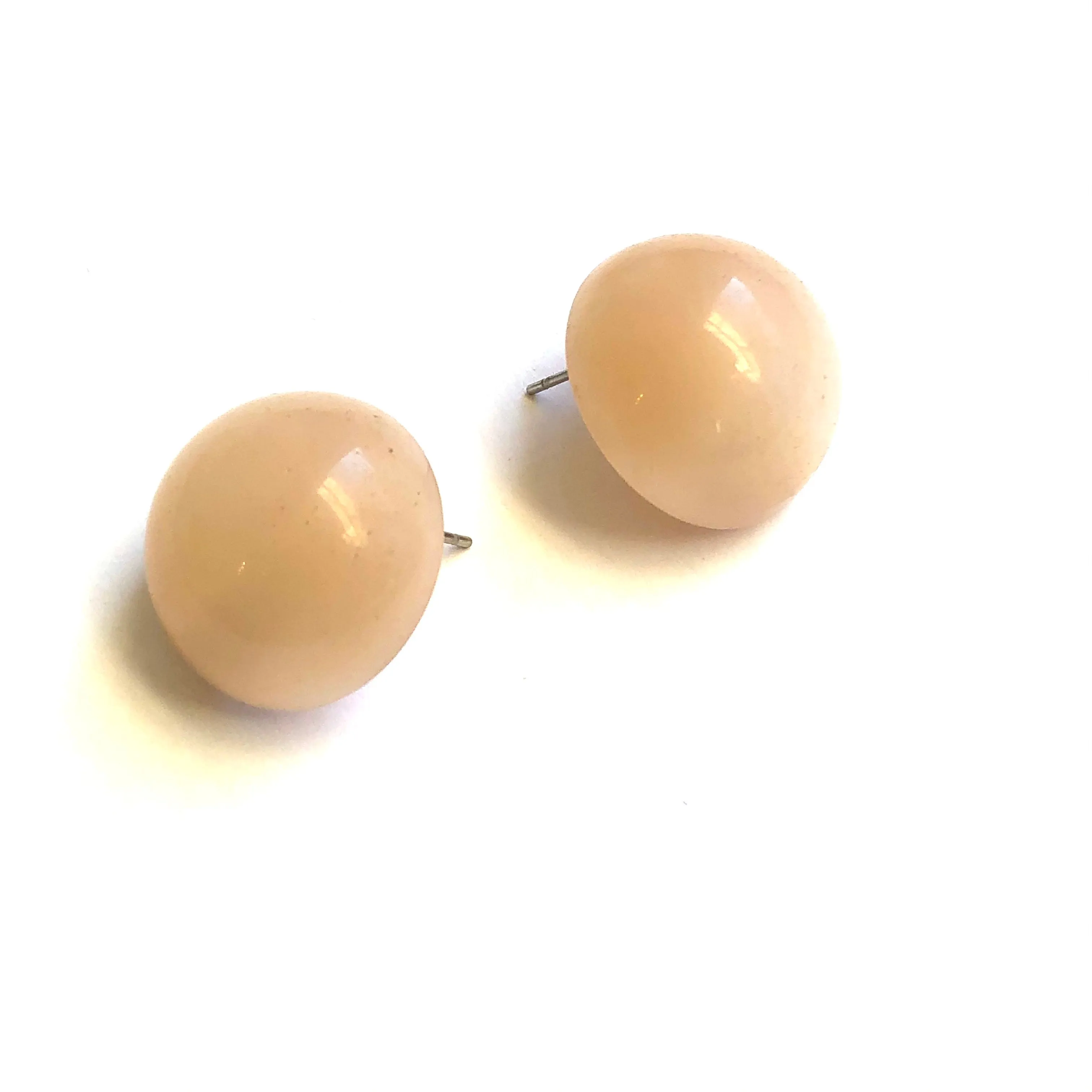 Champagne Cream Moonglow Retro Button Stud Earrings