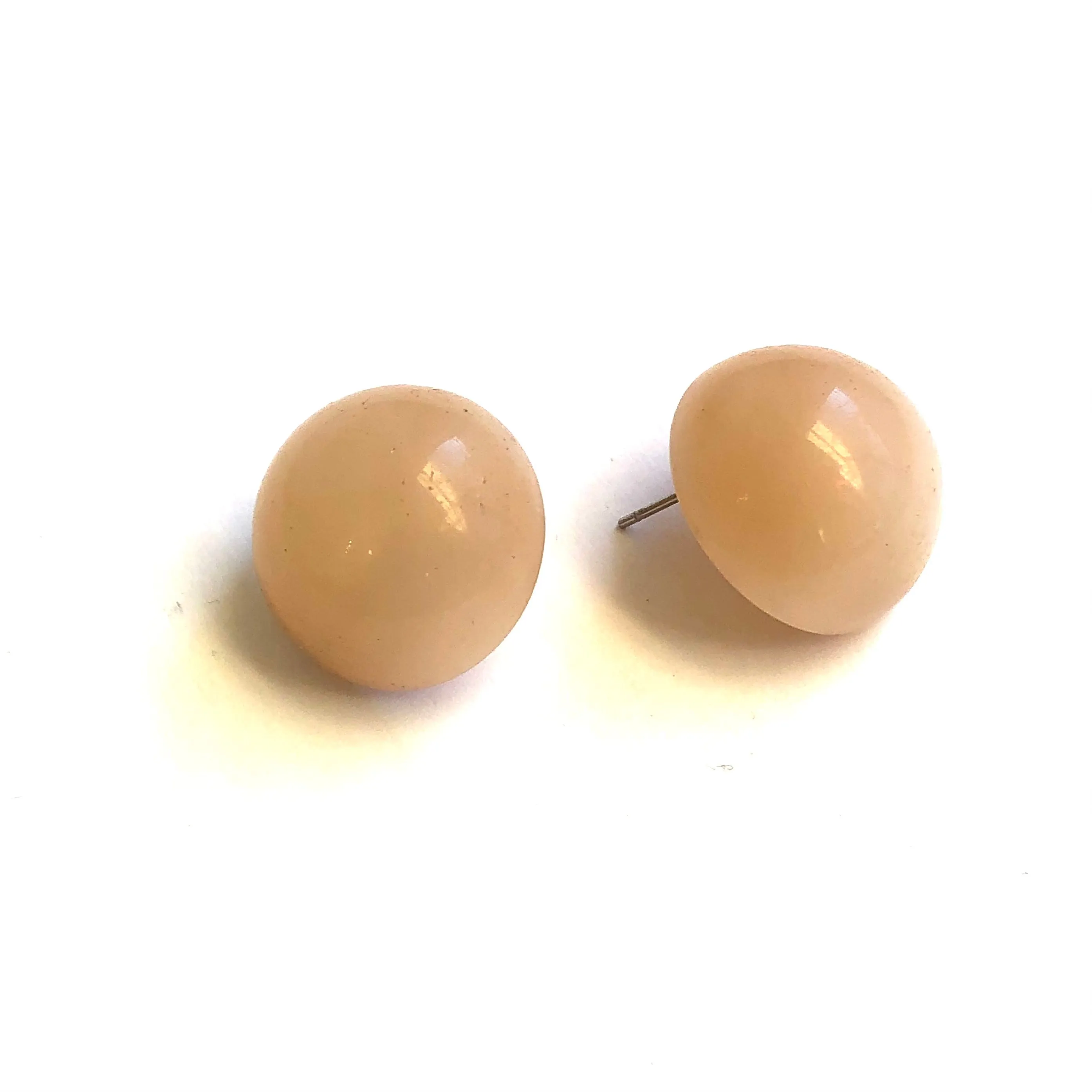 Champagne Cream Moonglow Retro Button Stud Earrings