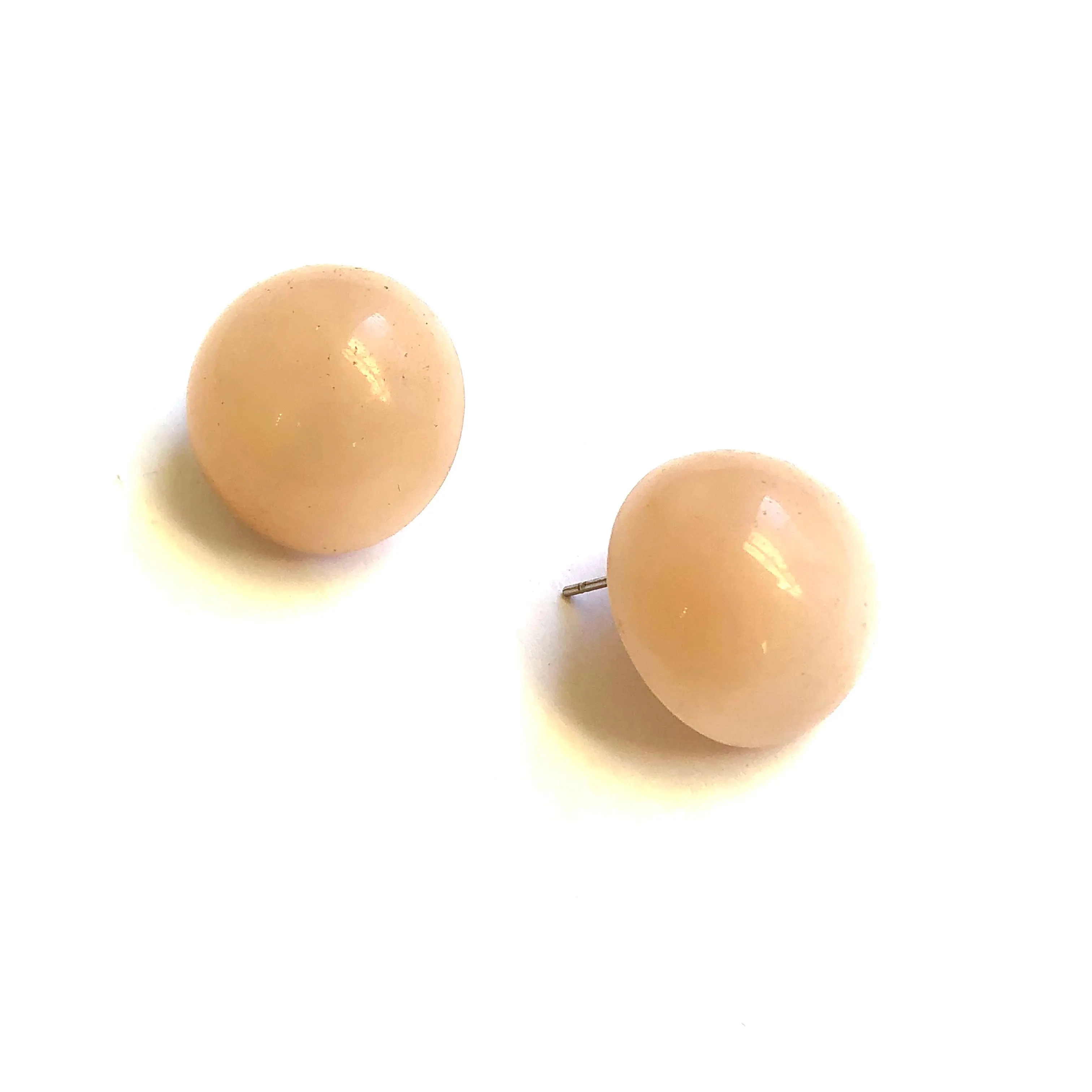 Champagne Cream Moonglow Retro Button Stud Earrings