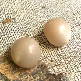 Champagne Cream Moonglow Retro Button Stud Earrings