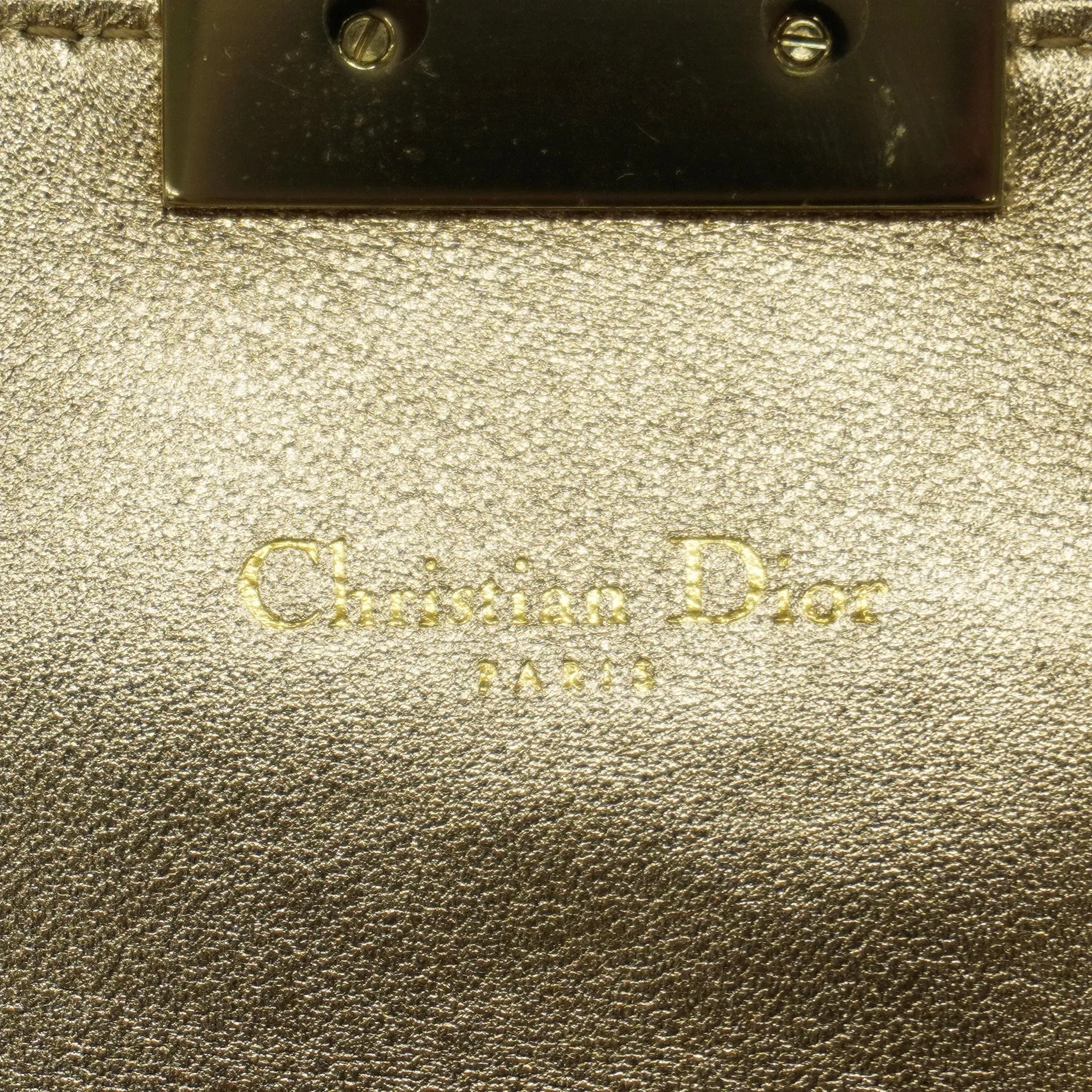 CHRISTIAN DIOR  Cannage/Lady Dior Women's Leather Clutch Bag Gold