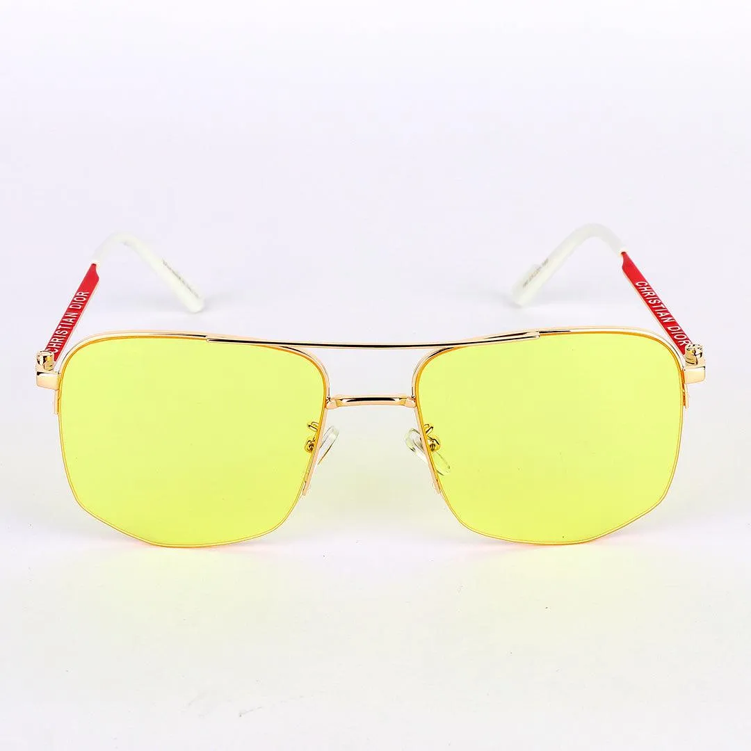 Christian Dior Luxury Hand Crested Yellow Lens Sunglasses