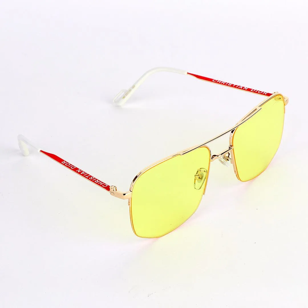 Christian Dior Luxury Hand Crested Yellow Lens Sunglasses