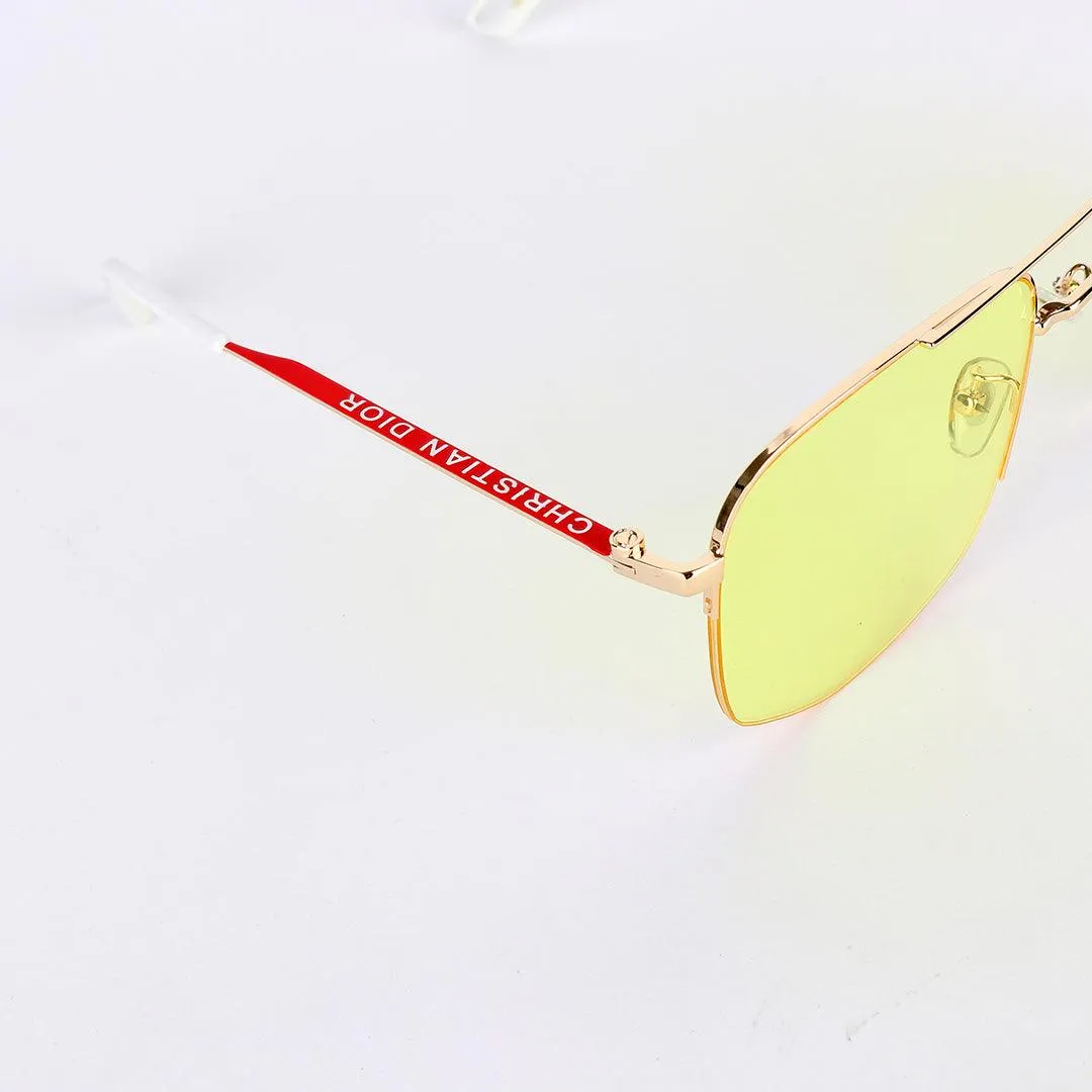 Christian Dior Luxury Hand Crested Yellow Lens Sunglasses