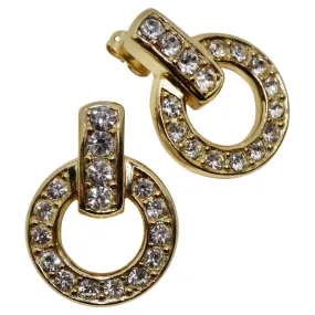 Christian Dior Vintage 18K Gold Plated Rhinestone Earrings