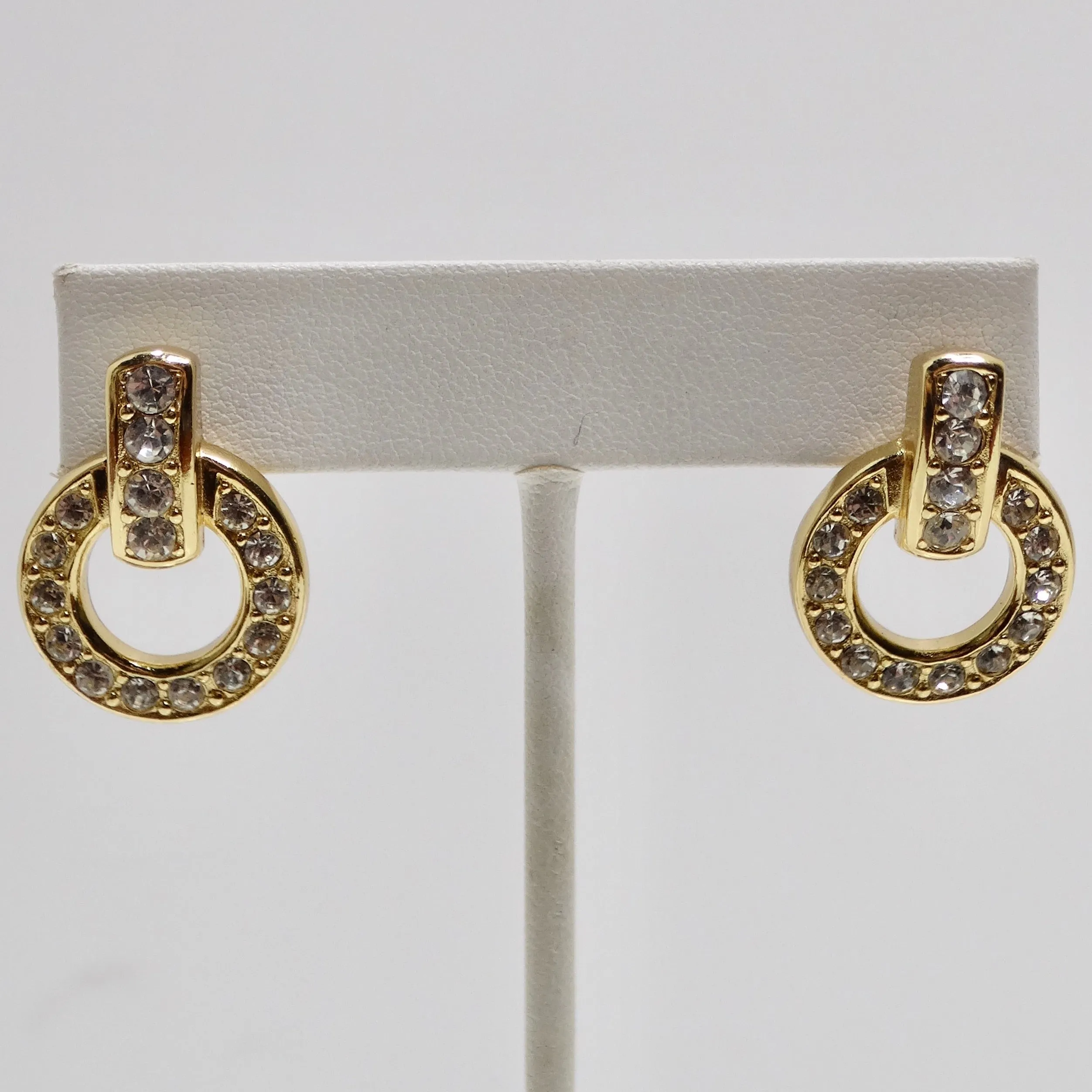 Christian Dior Vintage 18K Gold Plated Rhinestone Earrings