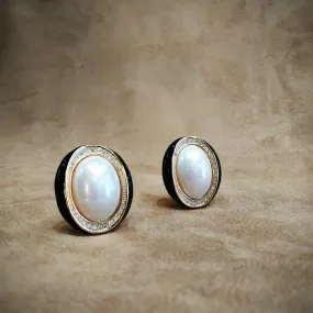 Christian Dior vintage Earrings in gold black and pearl