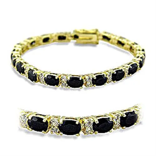 CJ415503 Wholesale Women's Brass Gold AAA Grade CZ Jet Black Bracelet