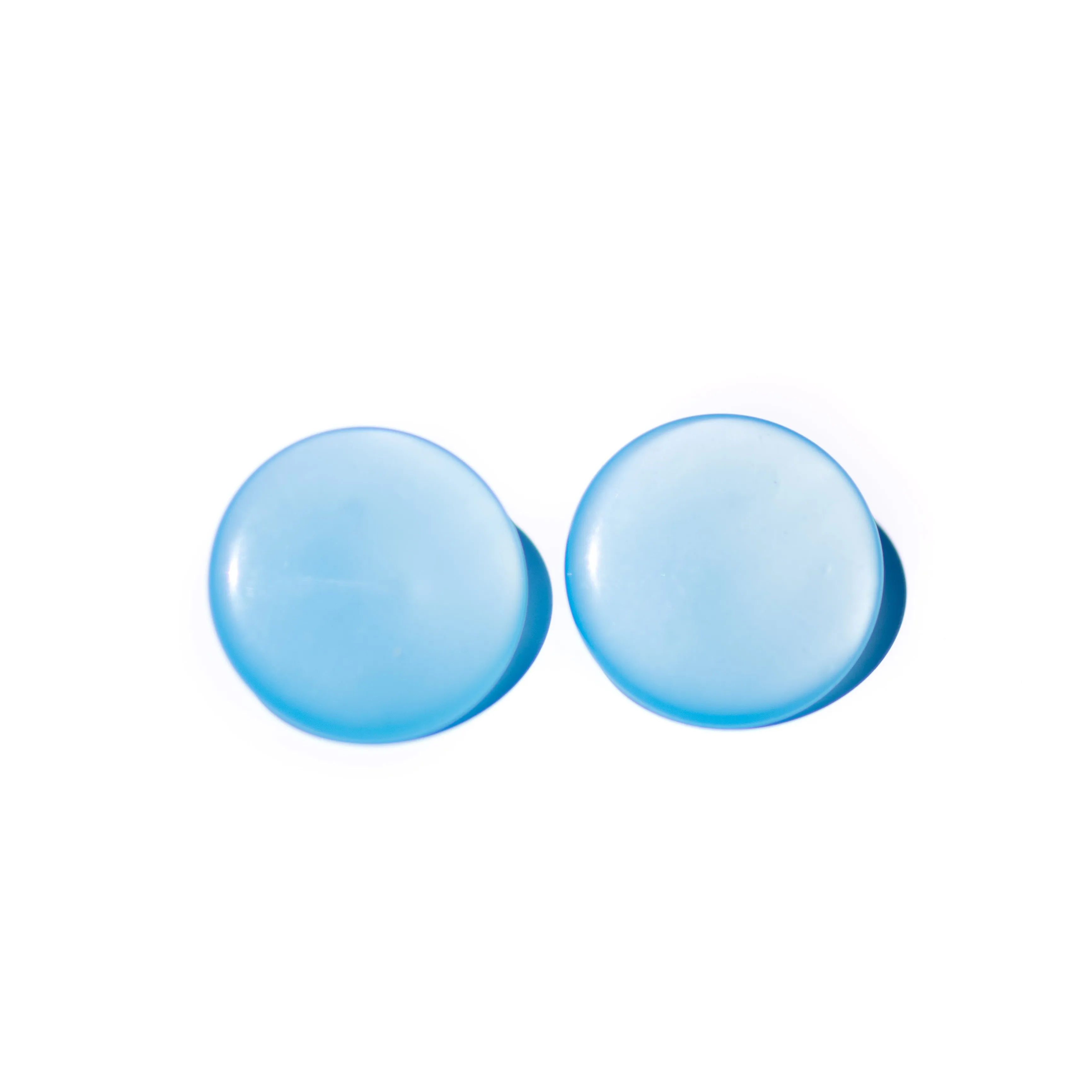 Cornflower Blue Moonglow Beveled Disc Stud Earrings