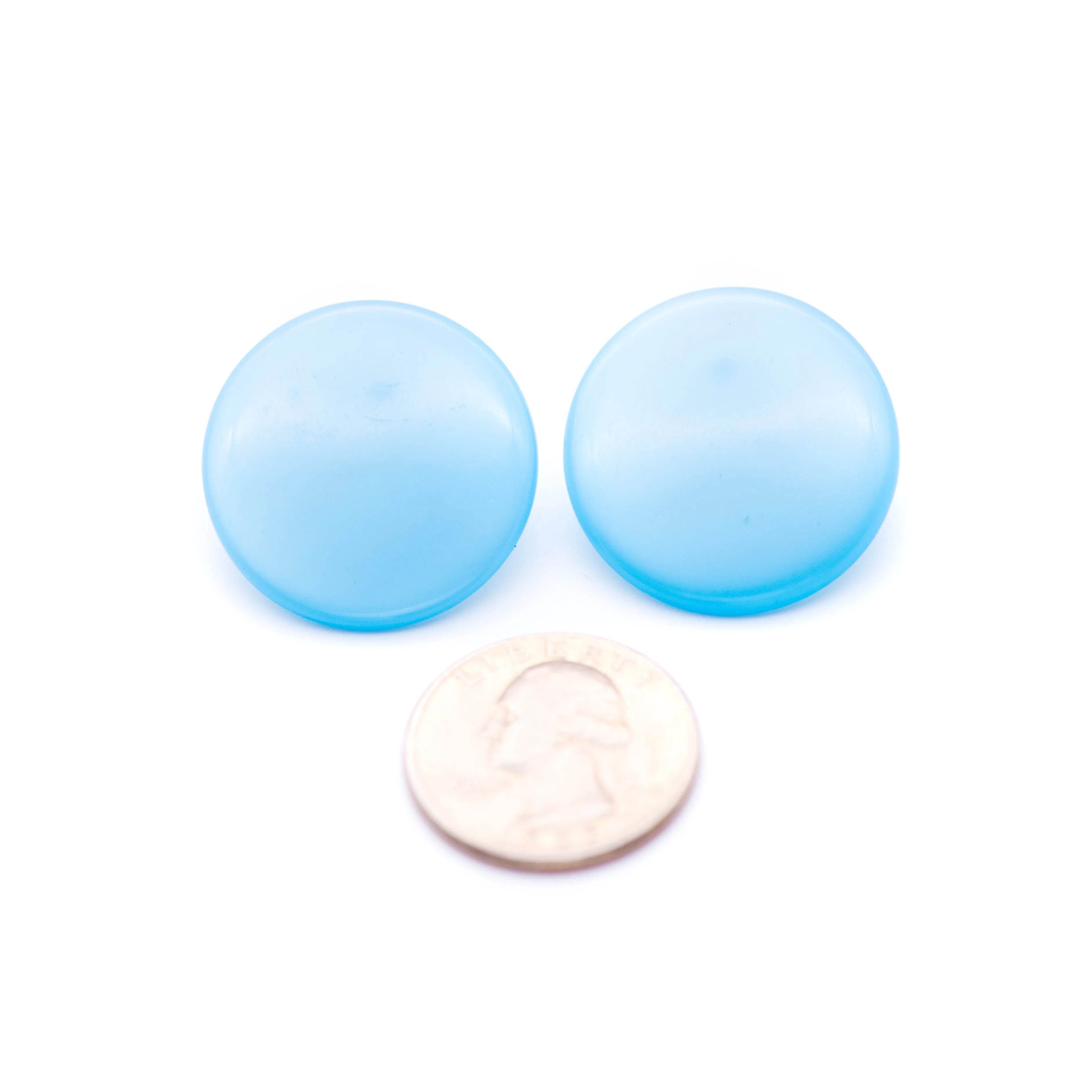 Cornflower Blue Moonglow Beveled Disc Stud Earrings