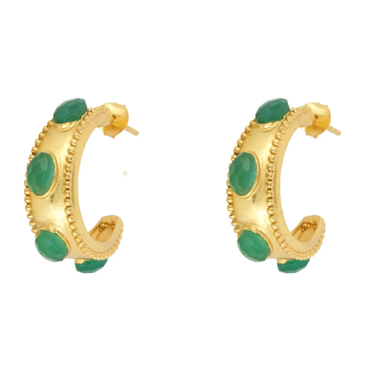 Daphne Green Agate Hoop Earrings