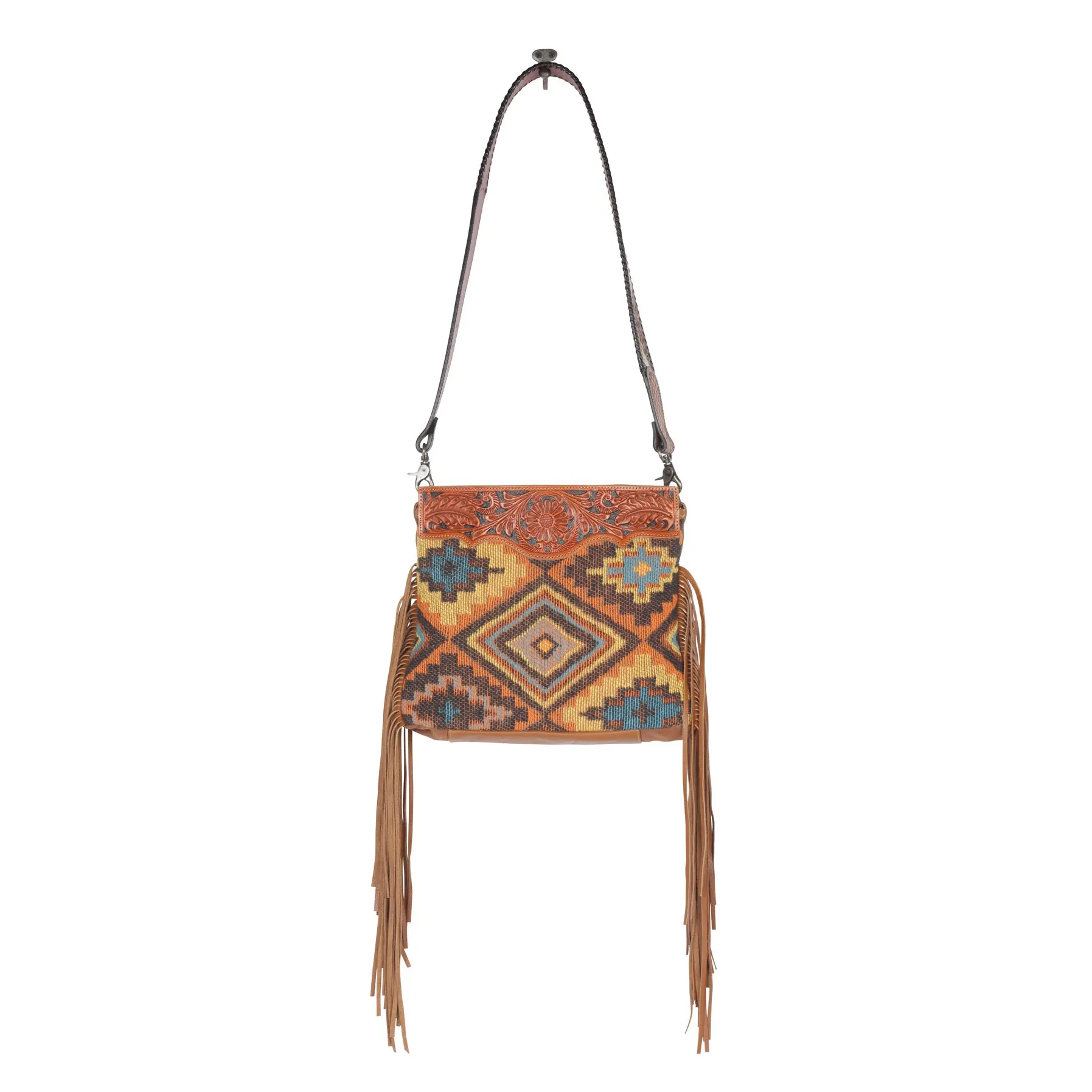 Garnet waves Hand-Tooled Bag