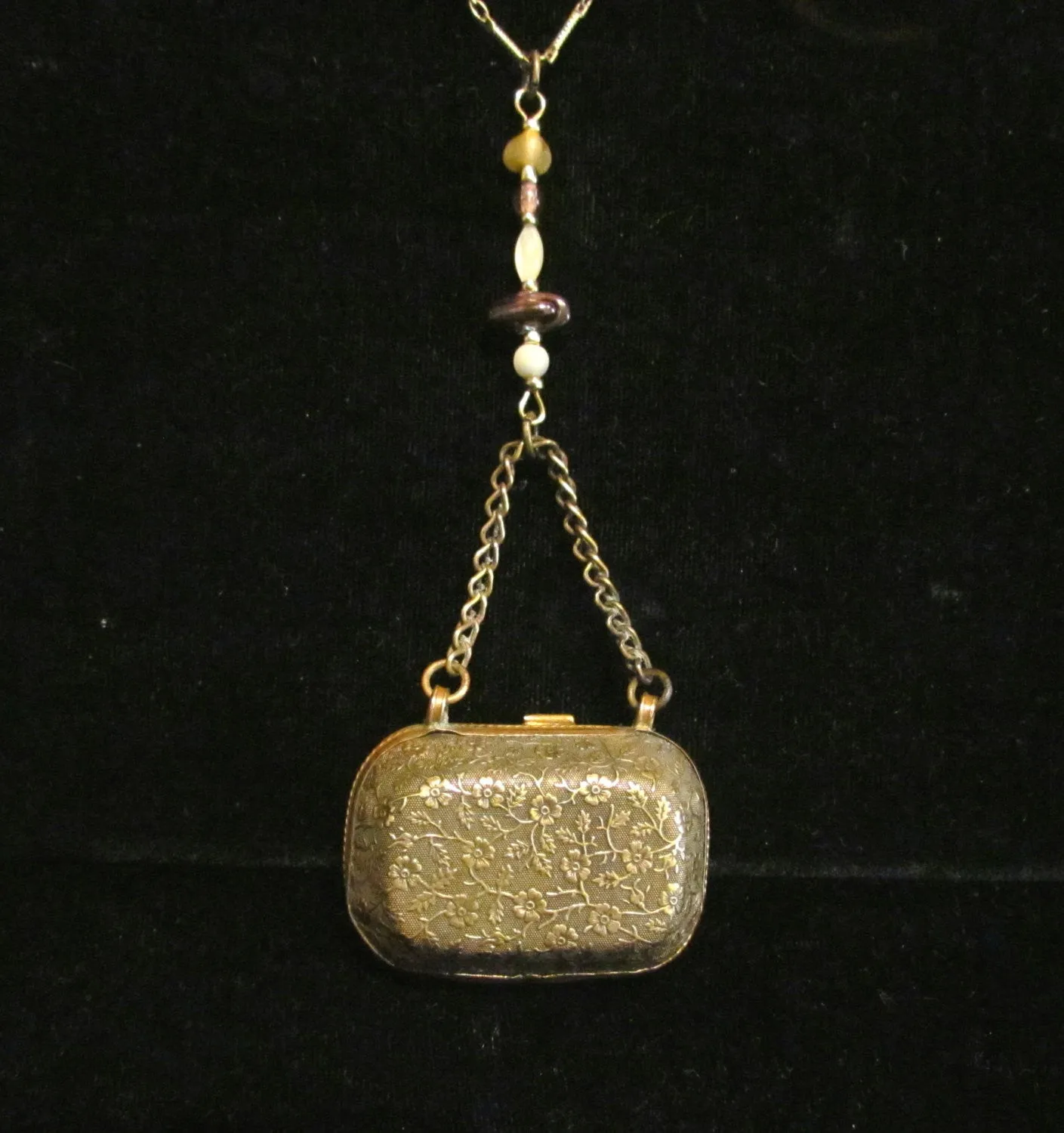 Gold Purse Pendant Necklace Victorian Scent Purse Antique Jewelry One Of A Kind