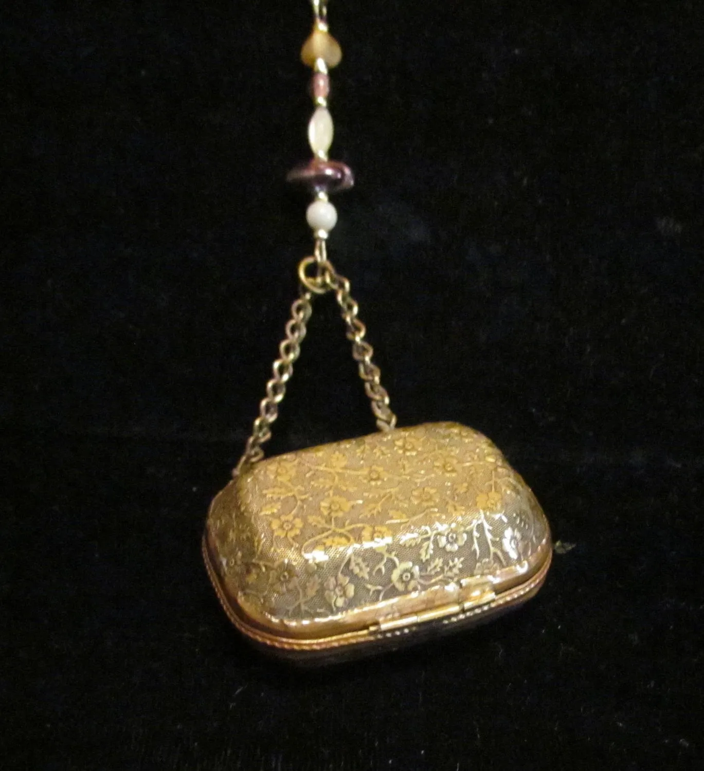 Gold Purse Pendant Necklace Victorian Scent Purse Antique Jewelry One Of A Kind