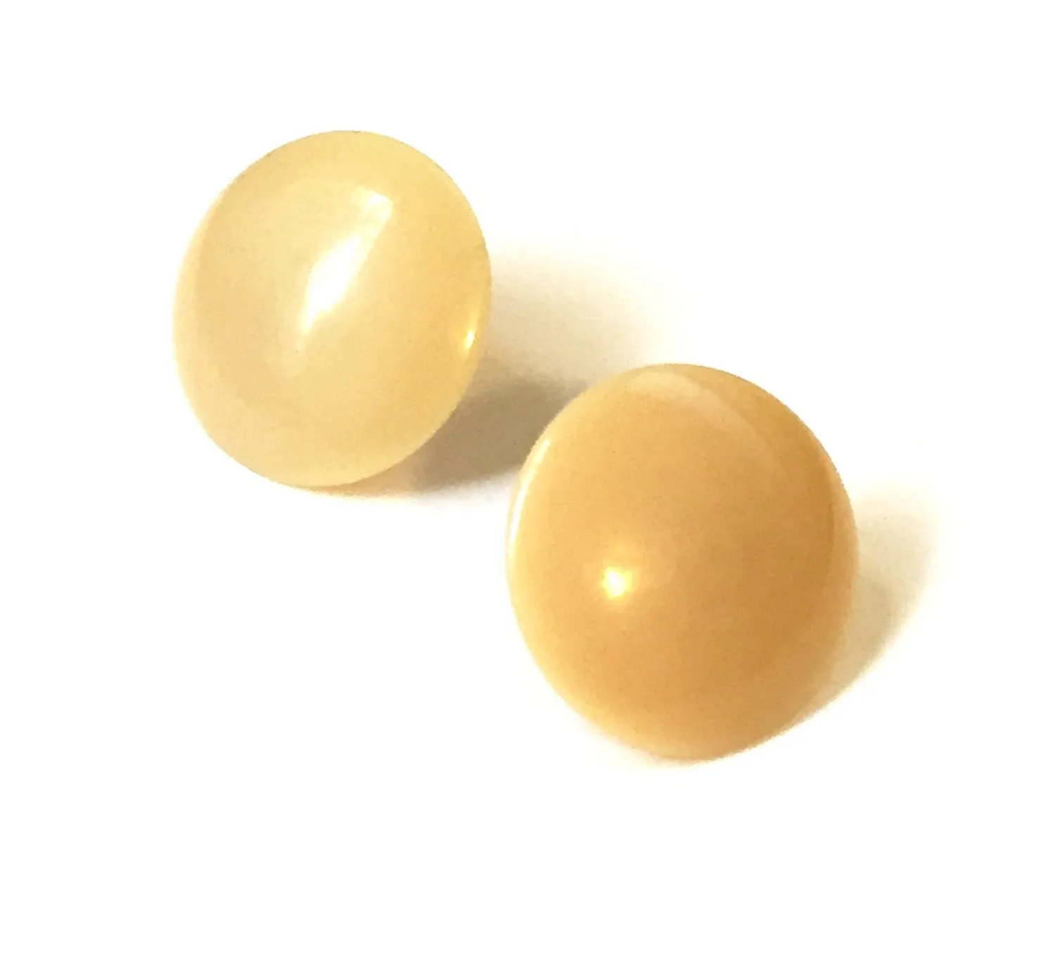 Khaki Beige Vintage Lucite Disc Stud Earrings