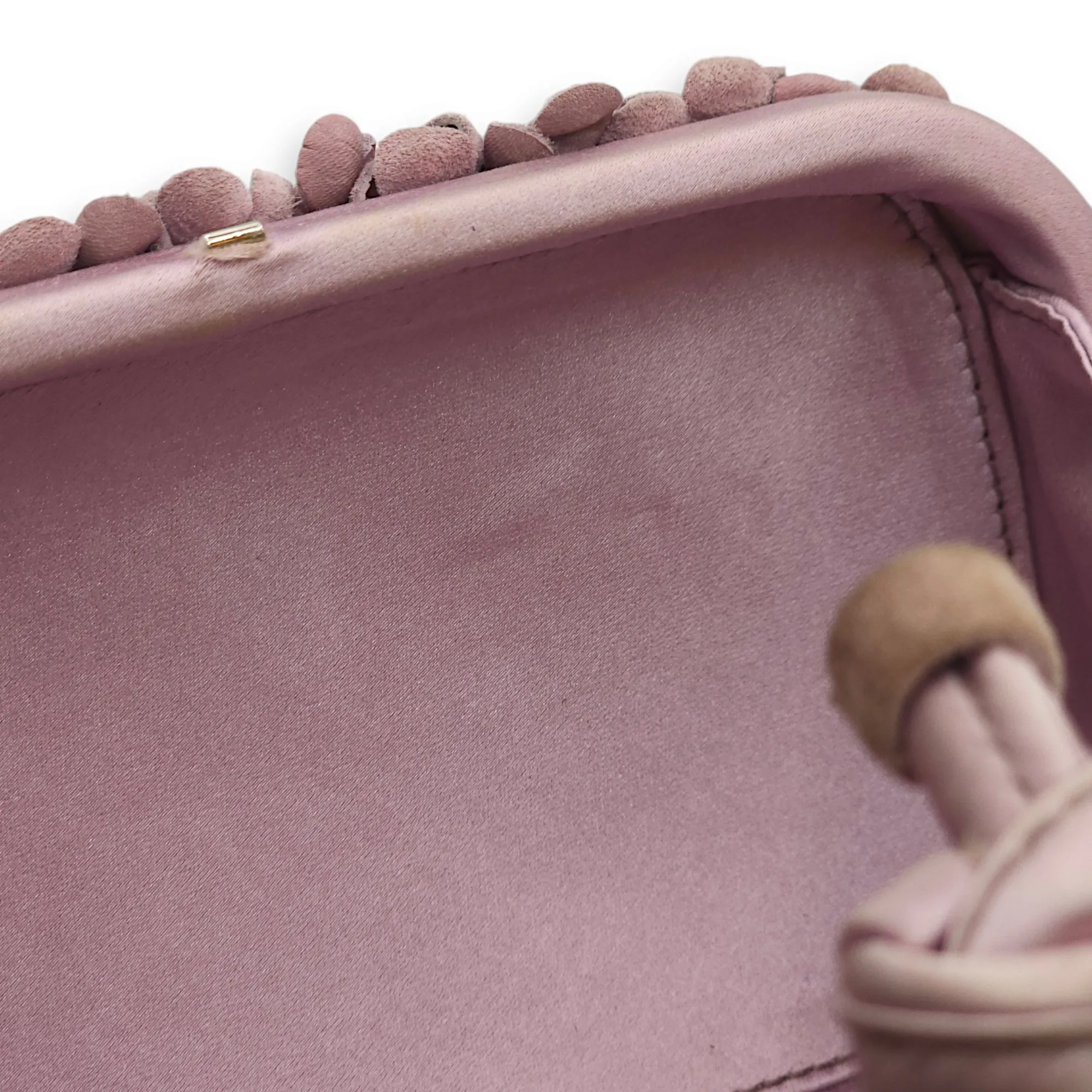 Knot Pink Clutch in Suede, Silver hardware