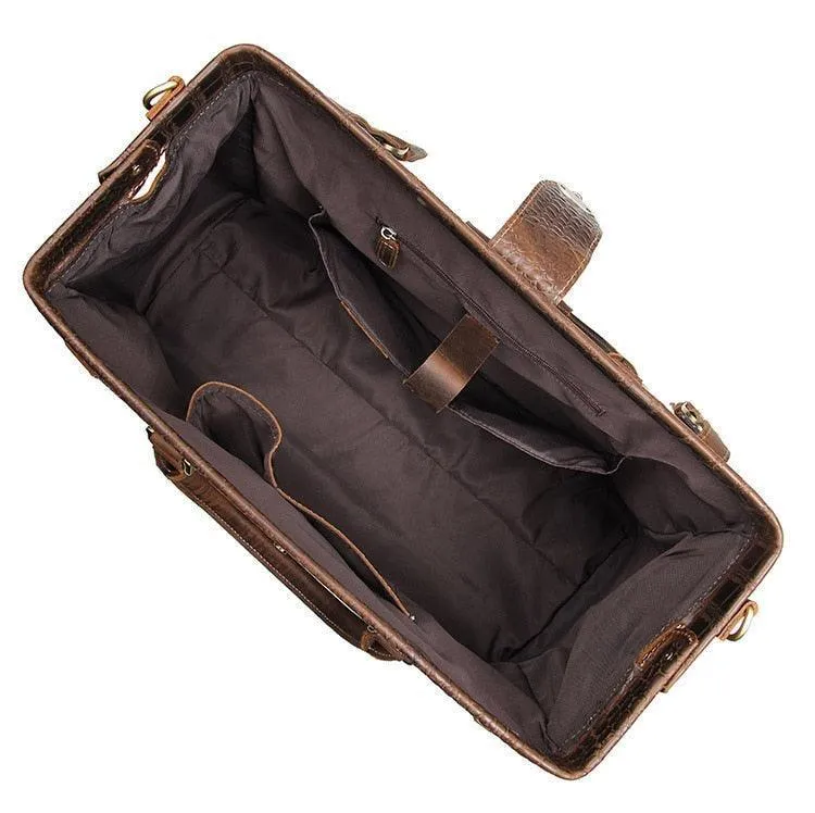 Luxury Leather Textured Duffel Bag Weekender Travel Luggage