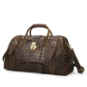 Luxury Leather Textured Duffel Bag Weekender Travel Luggage