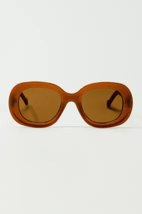 Oversized Circular Sunglasses in brown