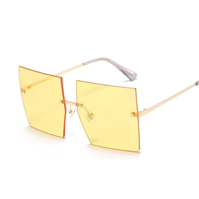 Oversized Rimless Square Sunglasses