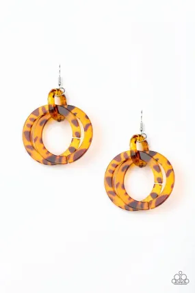 Paparazzi Earring ~ Retro Riviera - Brown