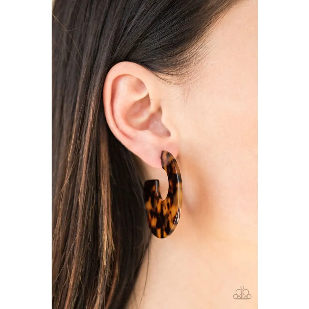 Paparazzi Tropically Torrid - Earrings Brown