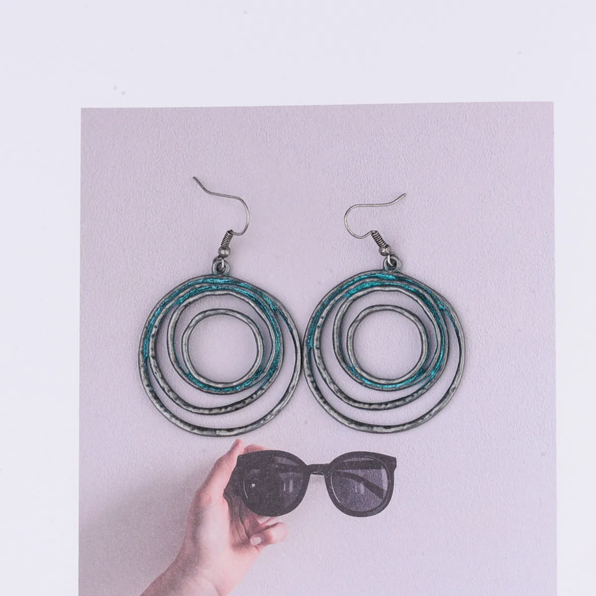 Simple Double Size Ring Earrings Retro Metal Earrings