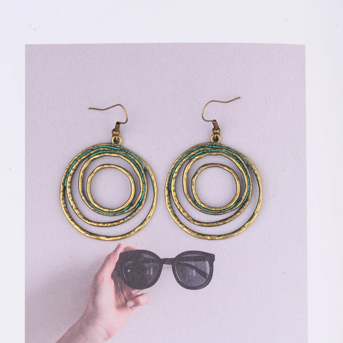 Simple Double Size Ring Earrings Retro Metal Earrings