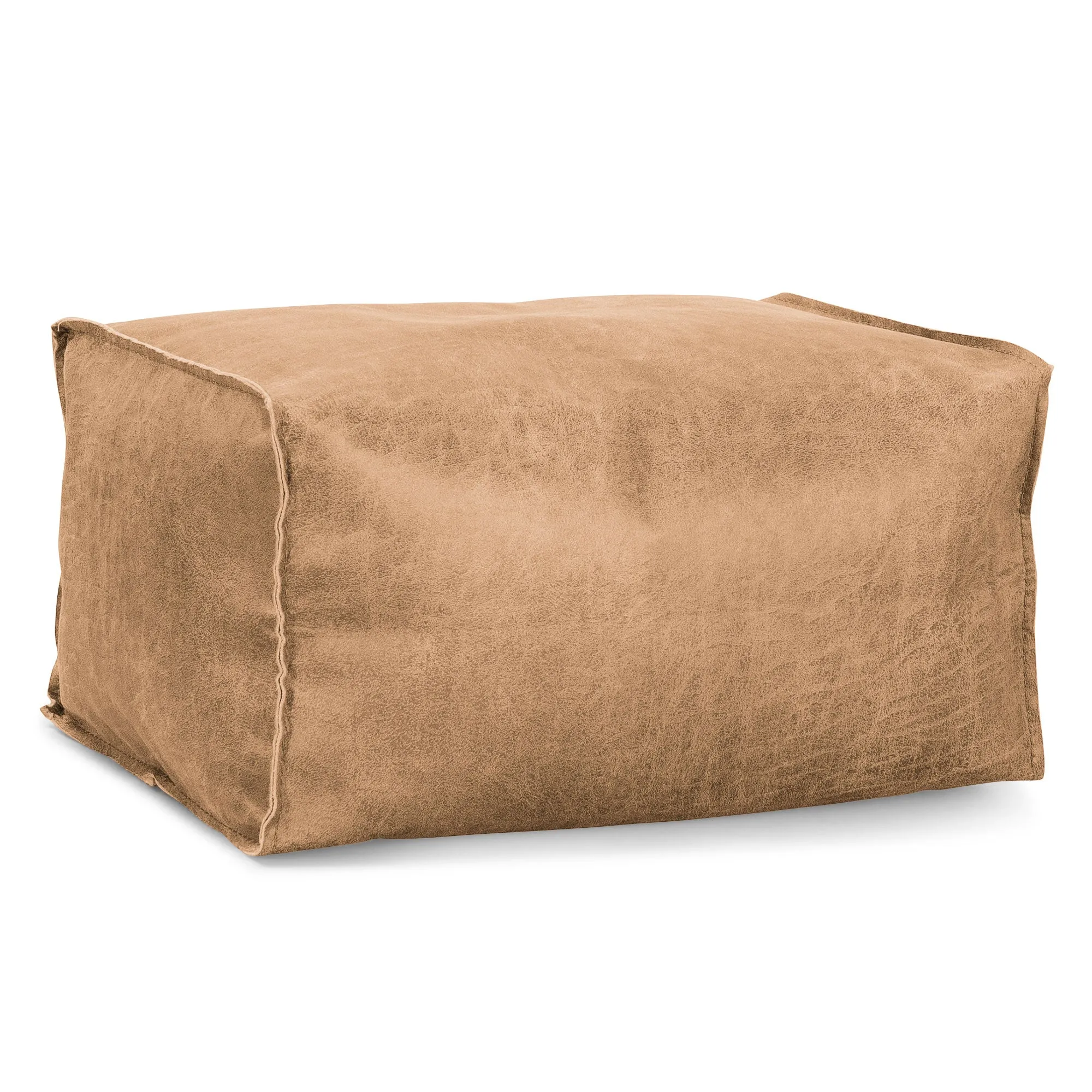 Small Footstool - Distressed Leather Honey Brown