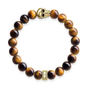 Tigers Eye with Gold Skull Bracelet