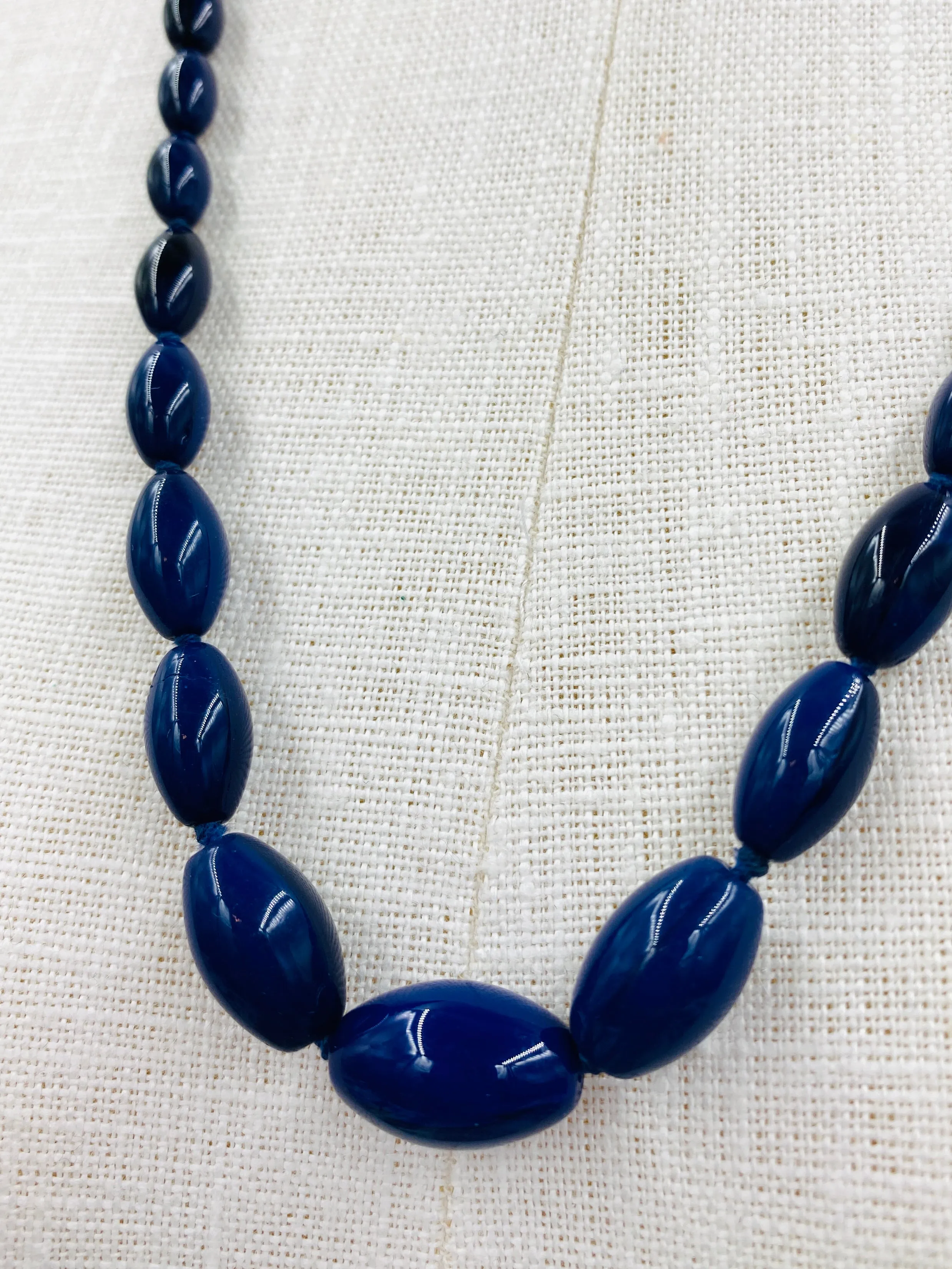 Vintage 1930s Style Blue Glass Bead Necklace