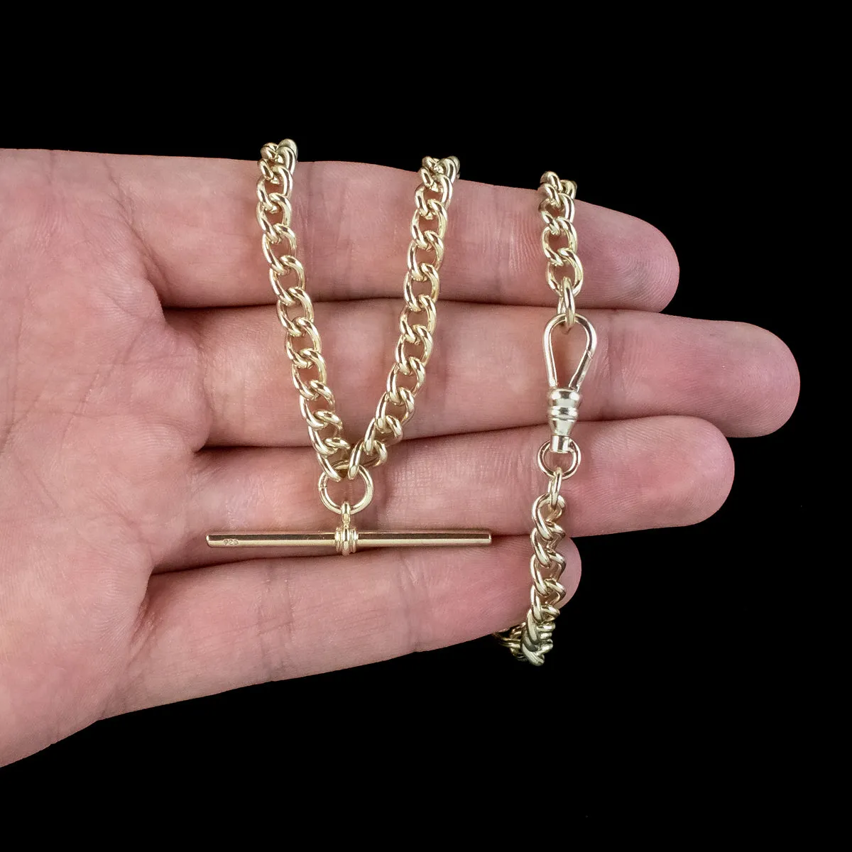 Vintage Albert Chain Sterling Silver 18ct Gold Gilt